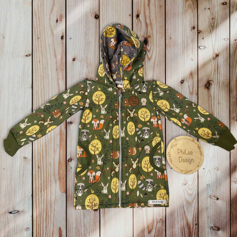 Softshelljacke/ Waldtiere grün