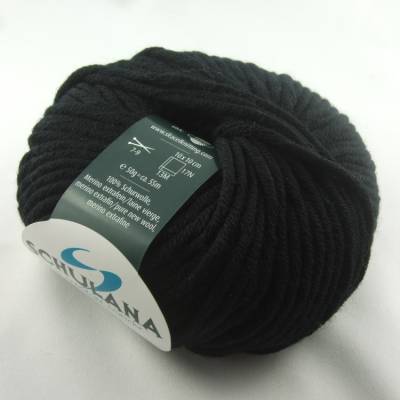 Schulana Merlana: dicke einfarbige Schurwolle Merino extrafein in Farbe Nr. 04, schwarz