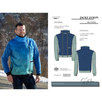 Jaxon Herren Sweatjacke Schnittmuster – PDF-Größen S-3XL | Kreative Gestaltungsmöglichkeiten | Sportlich & Innovativ