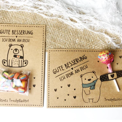 Druckvorlage Gute Besserung Trostpflaster kleines Geschenk für Kranke selber ausdrucken Mitbringsel Kleinigkeit