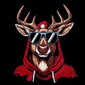 Maschinen Stickdatei Rudolph cool Color Lichteffekt 12-14x18cm – Rentier Weihnachten Hoodie Bild 1