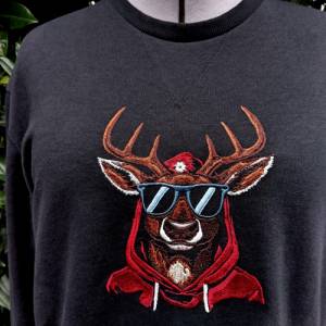 Maschinen Stickdatei Rudolph cool Color Lichteffekt 12-14x18cm – Rentier Weihnachten Hoodie Bild 3