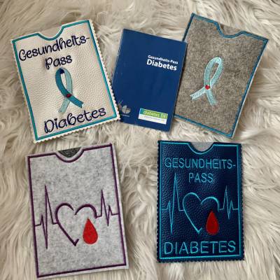 Stickdatei Diabetes Hülle für deutschen Gesundheitspass – In the Hoop Set mit Anleitung | Design by Jasmina