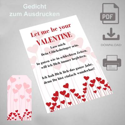 Valentinstag Gedicht für Glückswürmchen, Glücksbringer Download PDF