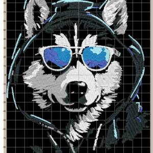 Maschinen Stickdatei - Husky cool Lichteffekt 12-14*18cm Bild 2