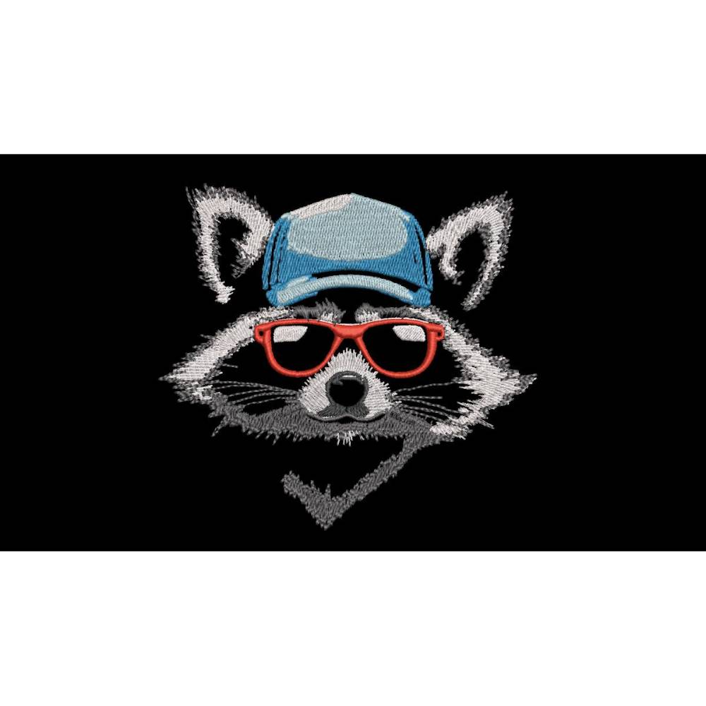 Maschinen Stickdatei - Waschbär cool Color Lichteffekt 18*18cm bzw. 20*20cm Bild 1