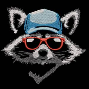 Maschinen Stickdatei - Waschbär cool Color Lichteffekt 18*18cm bzw. 20*20cm Bild 1