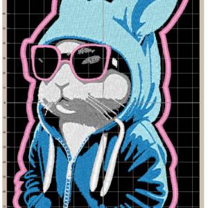 Maschinen Stickdatei - Osterhase cool Color Lichteffekt ITH Anhänger Bild 2