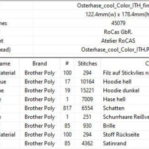 Maschinen Stickdatei - Osterhase cool Color Lichteffekt ITH Anhänger Bild 3