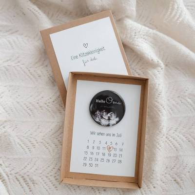 Geschenkbox mit Ultraschallbild Magnet & Kalender – Schwangerschaft verkünden