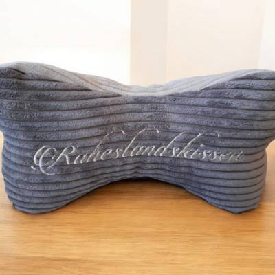 Leseknochen, Lesekissen, Thema: Rente - handmade grau/schwarz