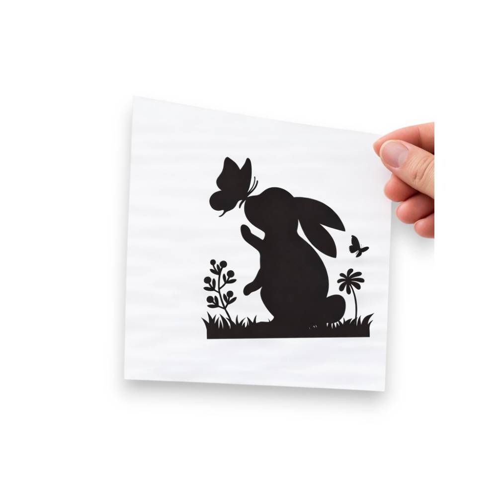 Bügelbild für Ostern - Frühlings Deko mit Blumen, Schmetterling und Osterhasen Bild 1