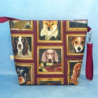 Projekttasche L mit Hunde Portraits | Handarbeitstasche mit Reißverschluss | Handarbeitsbeutel unterwegs | Kulturbeutel Bild 4