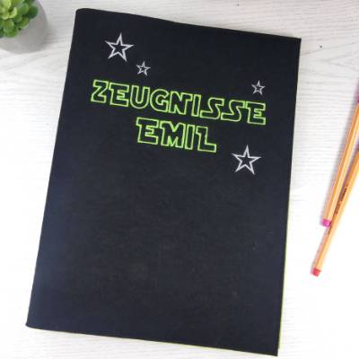 Personalisierte Zeugnismappe Filz A4 im Star Wars Stil – Geschenk zur Einschulung