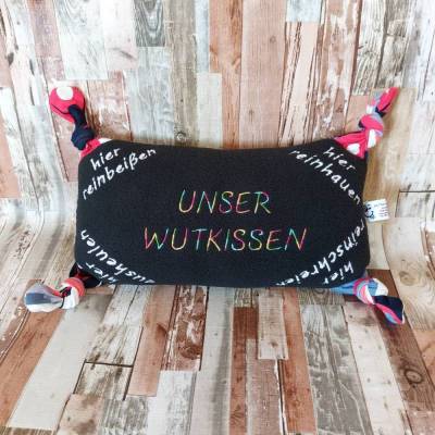 Wutkissen individuell nach Ihren wünschen in 2 Größen, Namenskissen als witziges Geschenk, Regenbogen Stickgran