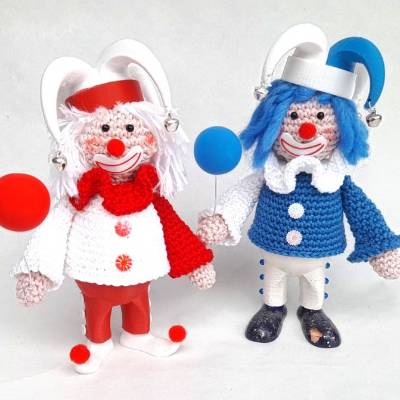 Handgemachter Clown Eierwärmer & Eierbecher – Karneval Deko, Tortenfigur, Fasching, Schellenmütze