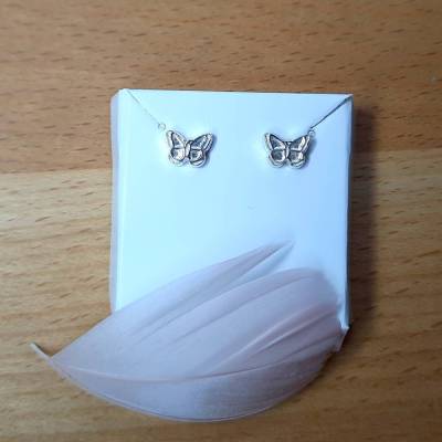 Mini Schmetterlinge Ohrstecker aus recyceltem Feinsilber (999) matt gebürstet