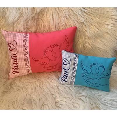 Stickdatei Kissen In the Hoop Sternenkind Babyfüße mit Händen – Set 830 für Geburtskissen & Taufe