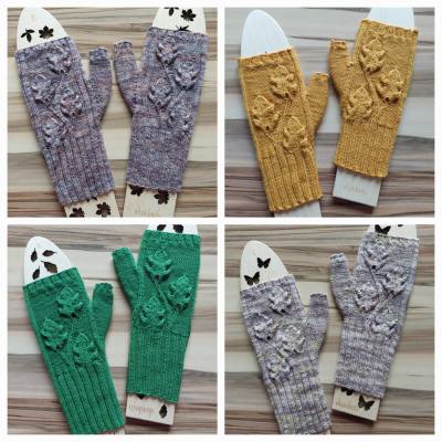 Fingerlose Handstulpen Wilderness of Nature Eichenblätter | Strickanleitung
