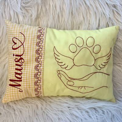 Stickdatei Kissen In the Hoop – Pfote mit Flügeln & Hände – Set 830 Regenbogen für Baby, Geburt & Taufe