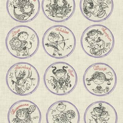 Stickdatei Horoskop Sternzeichen Lineare Art – Doodle Button Set 980 – Design by Jasmina