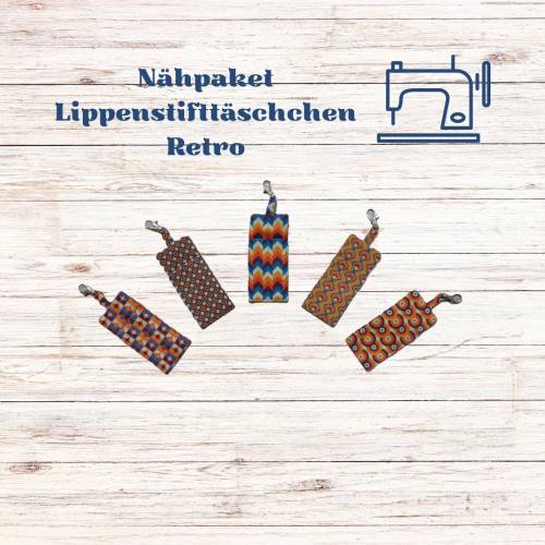 DIY-Nähpaket Lippenstifttäschchen Retro / Retrostoff / Retromuster / Lippenpflegeetui / Nähset aus Biostoff