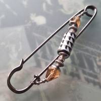 Tuchnadel Schachbrett mit funkelndem Kristall in Rot oder Apricot anthrazitfarbene Kiltnadel Schalnadel Farbwahl N10-G-3 Bild 2