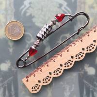 Tuchnadel Schachbrett mit funkelndem Kristall in Rot oder Apricot anthrazitfarbene Kiltnadel Schalnadel Farbwahl N10-G-3 Bild 4