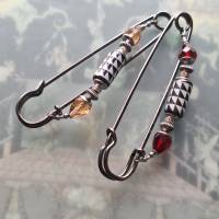 Tuchnadel Schachbrett mit funkelndem Kristall in Rot oder Apricot anthrazitfarbene Kiltnadel Schalnadel Farbwahl N10-G-3 Bild 7