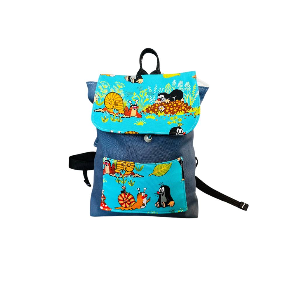 Blauer Kindergartenrucksack Der kleine Maulwurf personalisierbar
