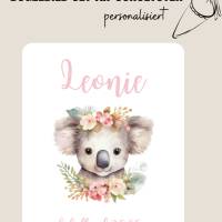 Set für Schultüte: Bügelbild Wild Animals Koala  Mädchen *personalisiert Wunschname