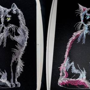 Maschinen Stickdatei - Katze KI sitzend Konturen Lichteffekt 12-14*18cm Bild 3