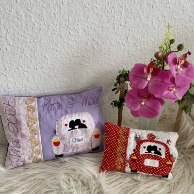 Stickdatei Kissen In the Hoop Hochzeit – Hochzeitsauto Set 841 Blanko inkl. Anleitung