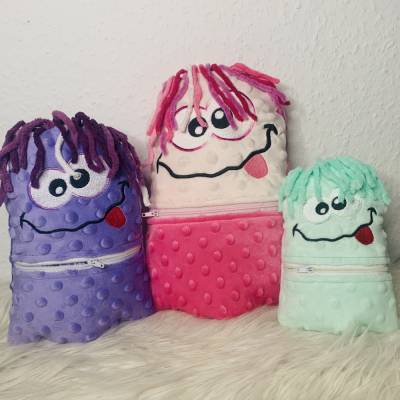 Stickdatei Schnobbel Kummermonster Lucky mit Reißverschlusstasche ITH Set 2507 – Kuscheltier, In the Hoop