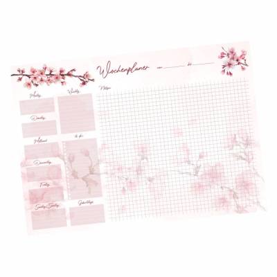 A3 Schreibtischunterlage Kirschblüte mit Wochenplaner todo Liste Papier 50 Blatt
