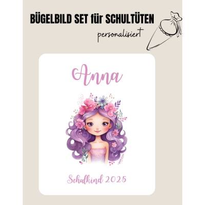 Set für Schultüte: Bügelbild Meerjungfrau Mermaid Mädchen *personalisiert Wunschname
