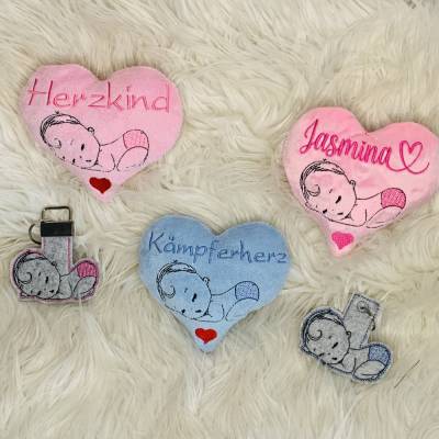 Stickdatei Herzkind, Kämpferherz, Herkämpfer, Herz In the Hoop, Schlüsselanhänger Set 2510