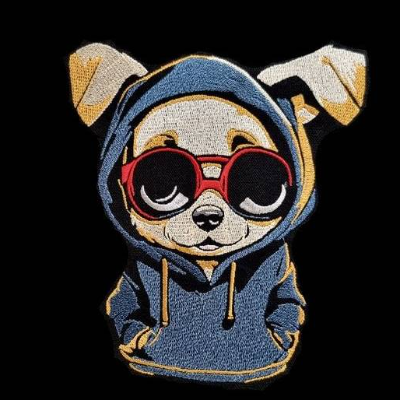 Maschinen Stickdatei - Welpe cool Color Lichteffekt 15-16*24-26cm, 20*17 (JEF) 