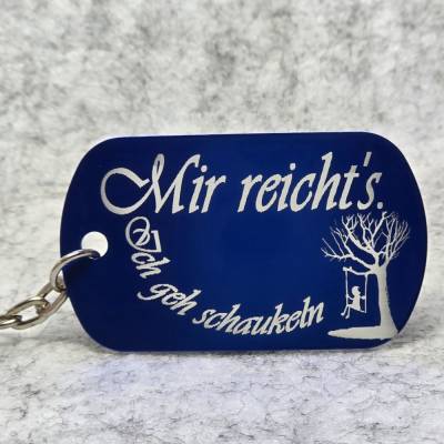 Verspielter Edelstahl-Anhänger in Dunkelblau mit frechem Spruch