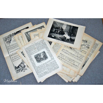 30 Originale antike Buchseiten Papier Junk Journaling Scrapbooking Decoupage Bullet-Journals No.2