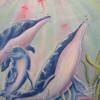 Acrylgemälde "Delfine am bunten Riff" - Bild Korallen Gemalt Meer Kunst Original Acryl Kunstwerk Deko 60cmx60cm Bild 3