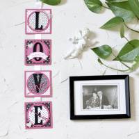 Vertikale Girlande Liebe Love Wanddeko Pink Hochzeit Valentinstag Geschenk Bild 1