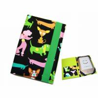 aufklappbare eReader eBook Reader Tablet Hülle Doggys schwarz grün rosa bis max 8 Zoll, Maßanfertigung Bild 1