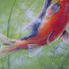 Kois Im Grünen Teich - Kunst Bild Acryl Original Fische gemalt Natur Deko 70cmx50cm Bild 3