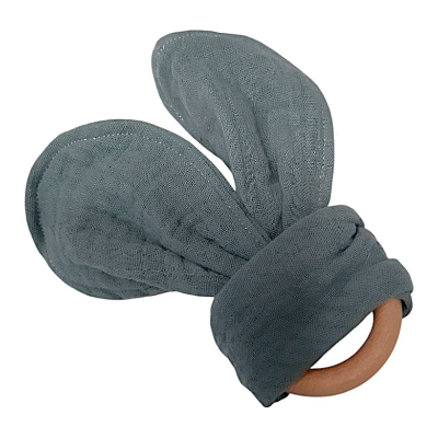 Greifling mit Hasenohren aus Musselin, Beißring