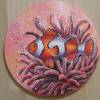 Acrylgemälde "CLOWNFISCH" runde Leinwand - Durchmesser 40cm Kunst Bild Fisch Original Malerei Bild 3
