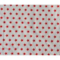 Baumwollstoff Stars rot auf weiß, weißer Stoff mit roten Sternen Bild 1