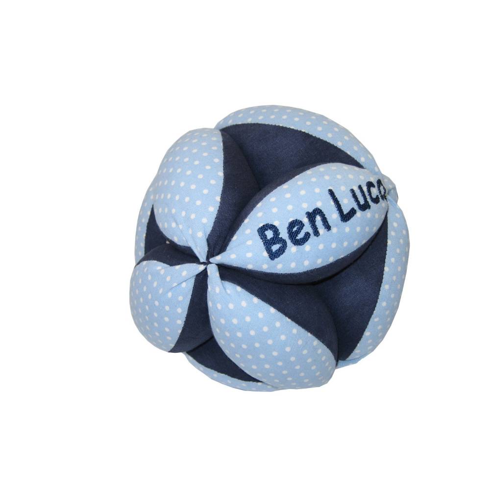 personalisierter Greifball mit Rassel, blau Bild 1
