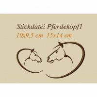 Stickdatei, Pferdekopf in 2 größen, 10x9 14x15 cm zum besticken von T-Shirts und Handtüchern Bild 1