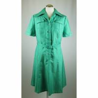 True Vintage Kleid Midikleid Blusenkleid Delmod international Größe S 36 38 Grün Grasgrün Gürtel 50er 60er Jahre Look Seidenoptik A Linie Bild 1